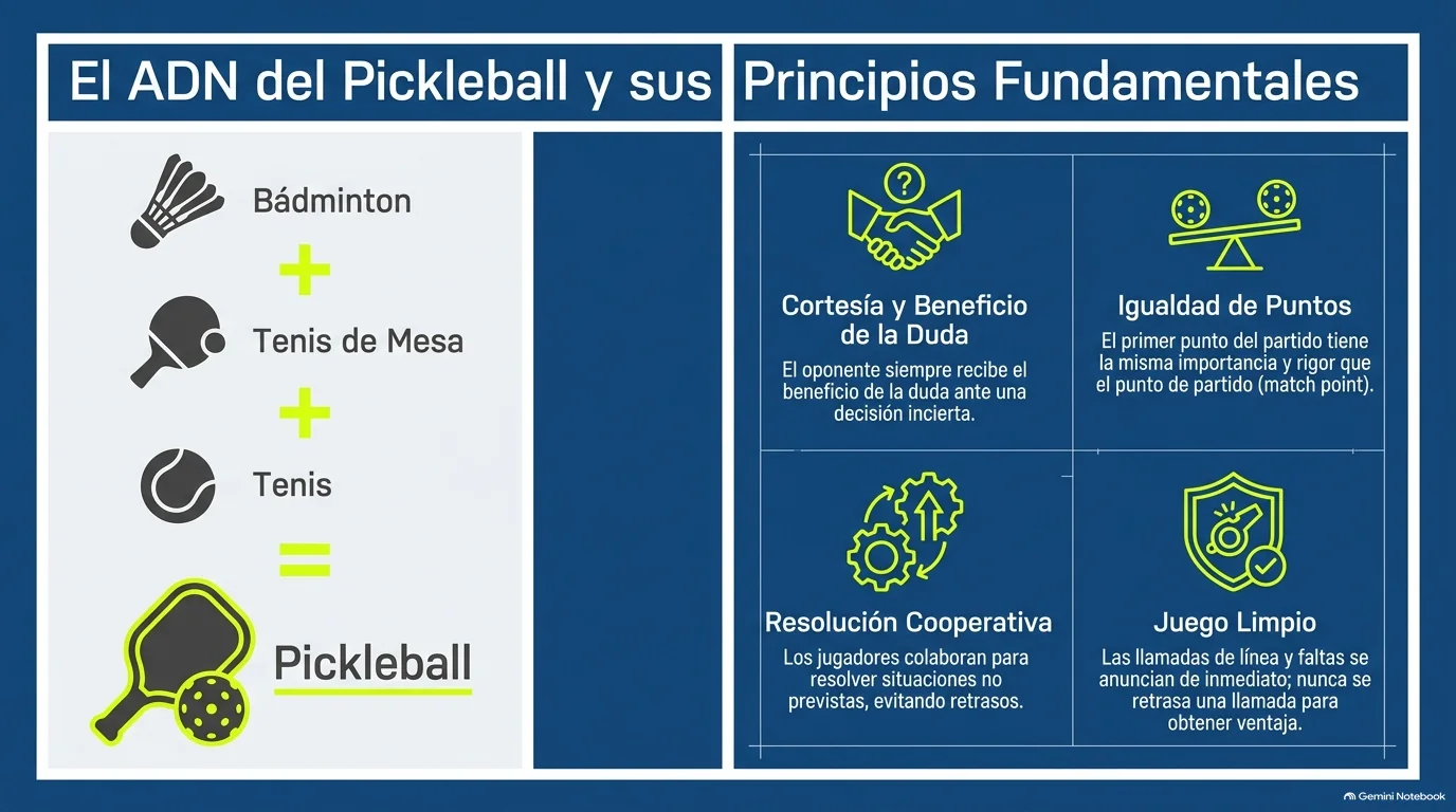Origen del pickleball y cuatro principios de juego limpio.