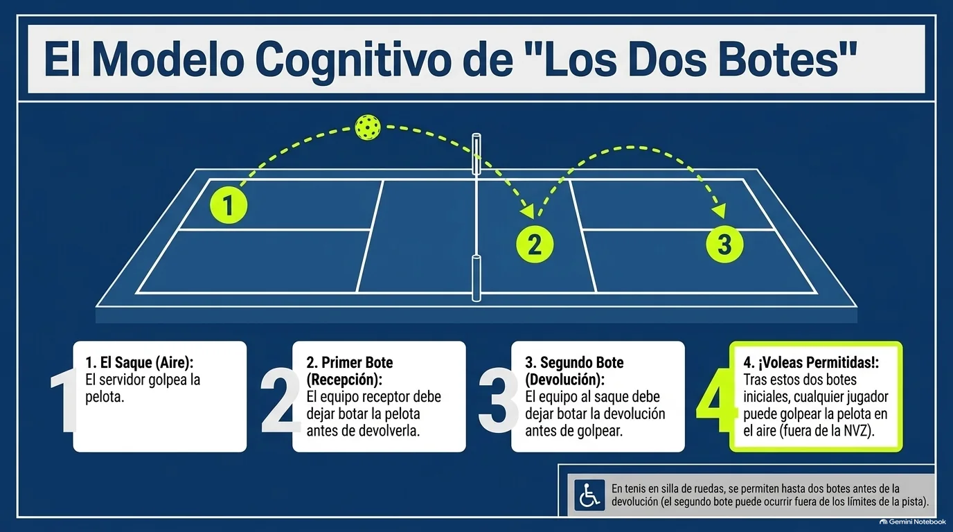 Secuencia visual de la regla de los dos botes.