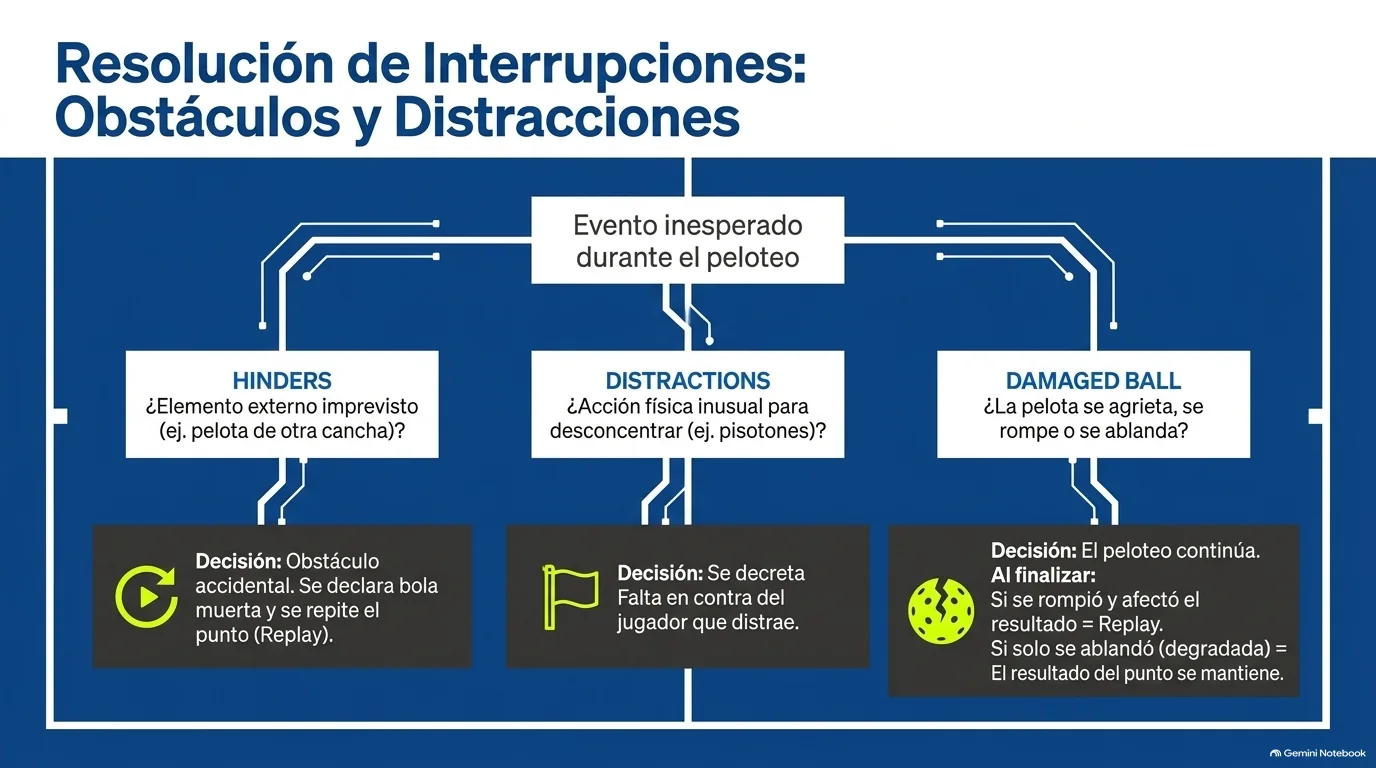 Hinders, distracciones y pelotas dañadas.